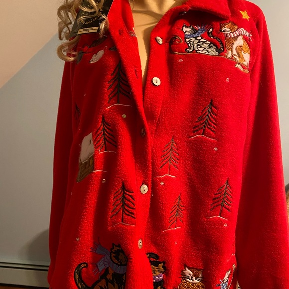 QUACKER FACTORY JACKET RED FLEECE WINTER Cats, Mice and Dogs - Picture 8 of 11
